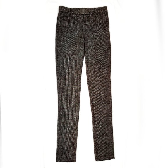 NWOT FENDI Wool Slim Trousers in Brown & White Tweed Small Pants Pantalon Petit - Picture 8 of 15